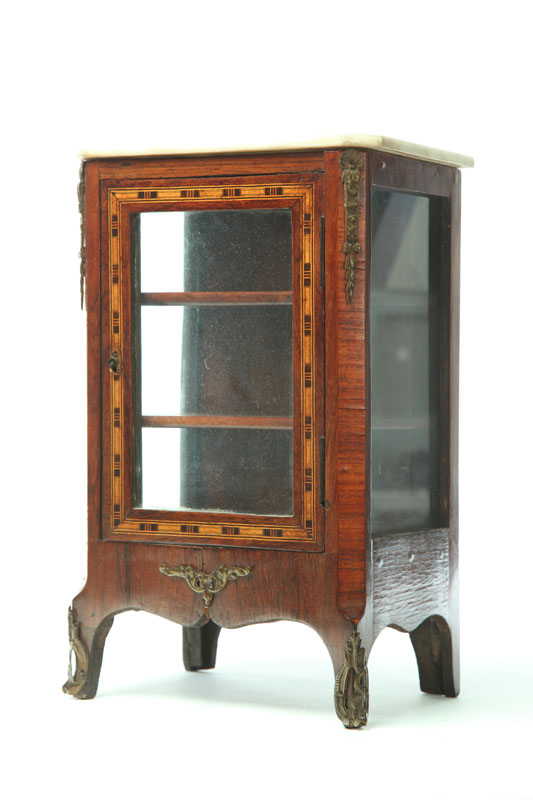 Appraisal: MINIATURE INLAID CURIO CABINET European nd-half th century mixed woods