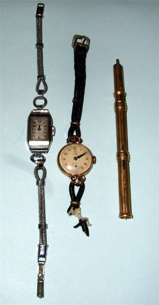 Appraisal: S Mordan and Co yellow metal pencil Tudor ladies wristwatch