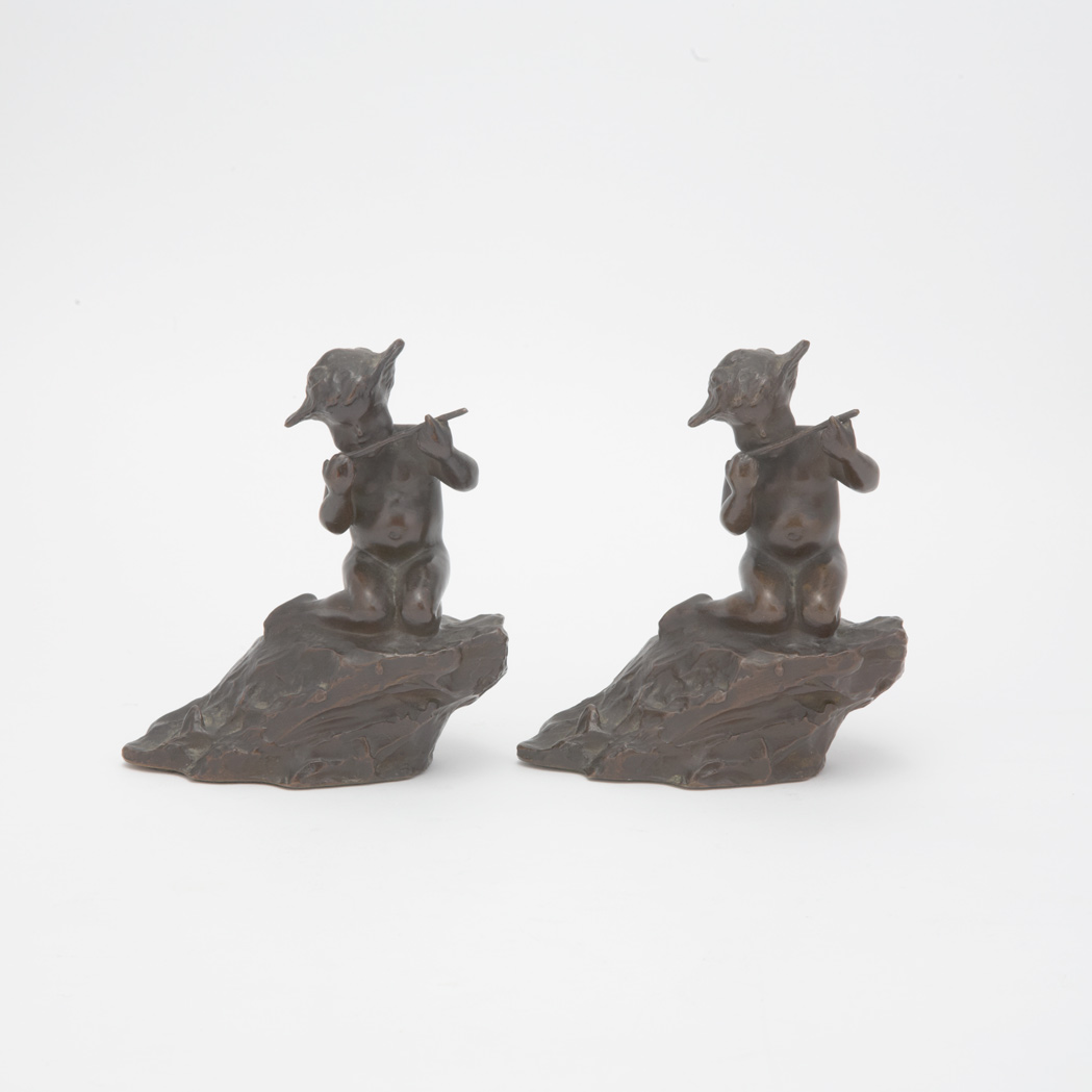 Appraisal: Pair of American Bronze Figural Bookends Cast from a model