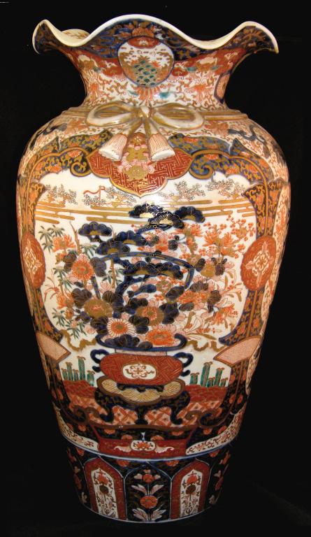 Appraisal: Large Japanese Imari baluster vase painted in typical palette with