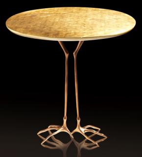 Appraisal: MERET OPPENHEIMBRONZE GILT WOOD TRACCIA END TABLE MERET OPPENHEIM SWISS