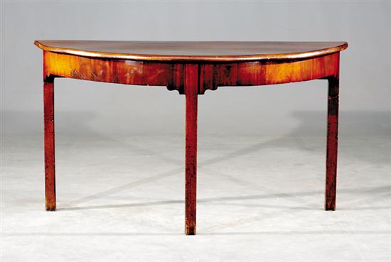 Appraisal: English mahogany demilune banquet end mid th century shaped top