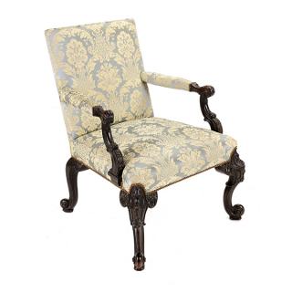 Appraisal: English Upholstered Mahogany Library Chair English Upholstered Mahogany Library Chair