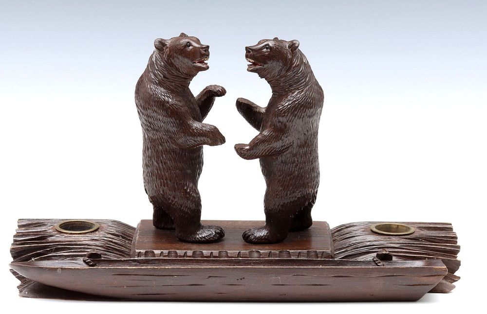 Appraisal: AN EARLY TH C BLACK FOREST INK STAND WITH TWO