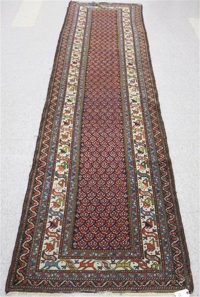 Appraisal: SEMI-ANTIQUE PERSIAN KURDISH HAMADAN RUNNER northwest Iran central boteh motif