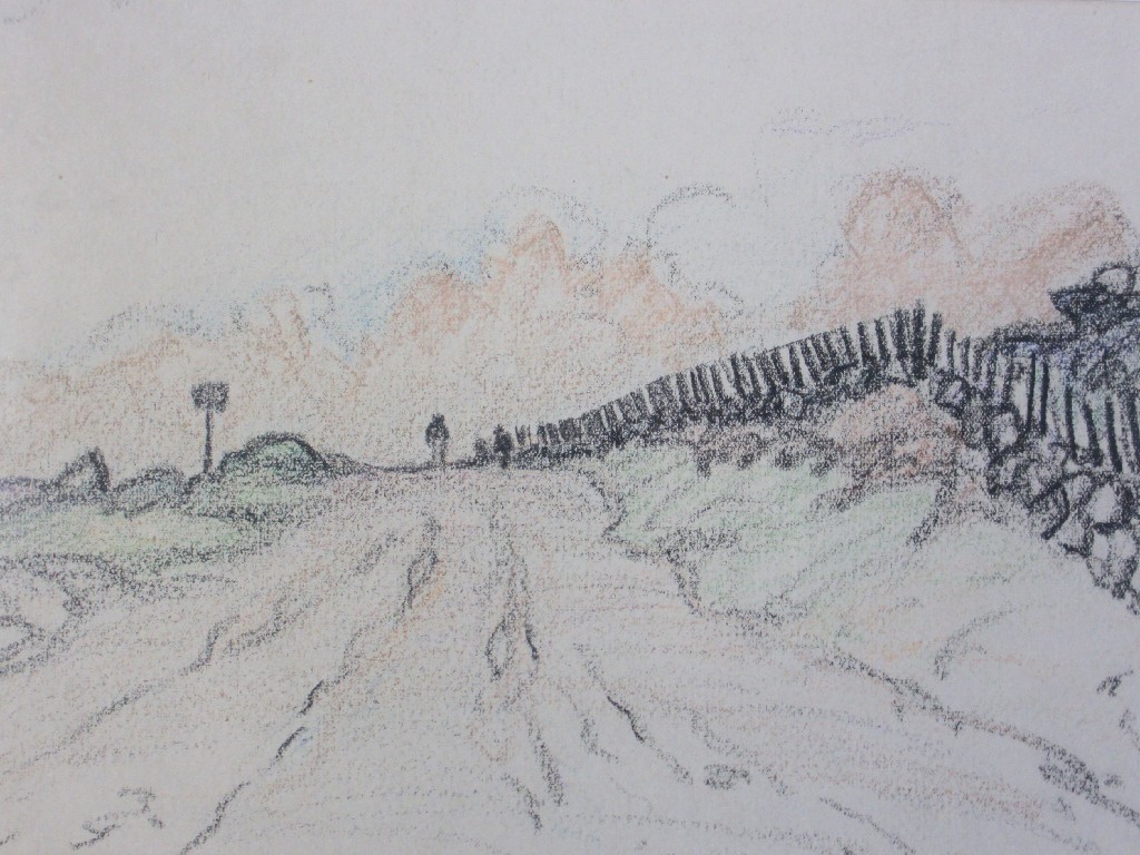 Appraisal: ERNEST ARCHIBALD TAYLOR - COUNTRY ROAD Charcoal crayon x cm