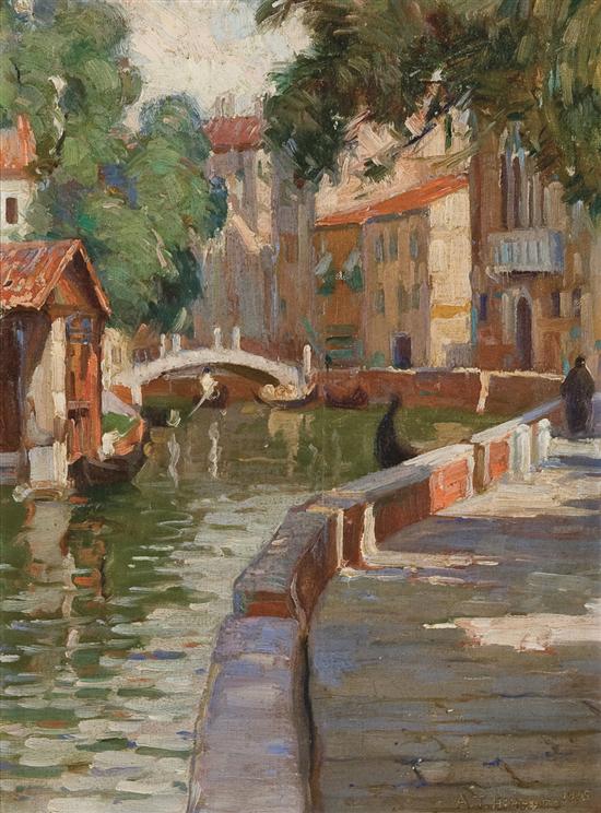 Appraisal: ALDRO THOMPSON HIBBARD American - Venetian Canal oil on canvas