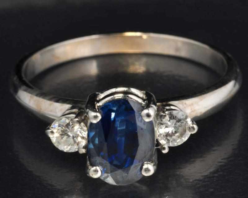 Appraisal: K W Gold Diamond Sapphire Ring Description Diamonds ctw Sapphire