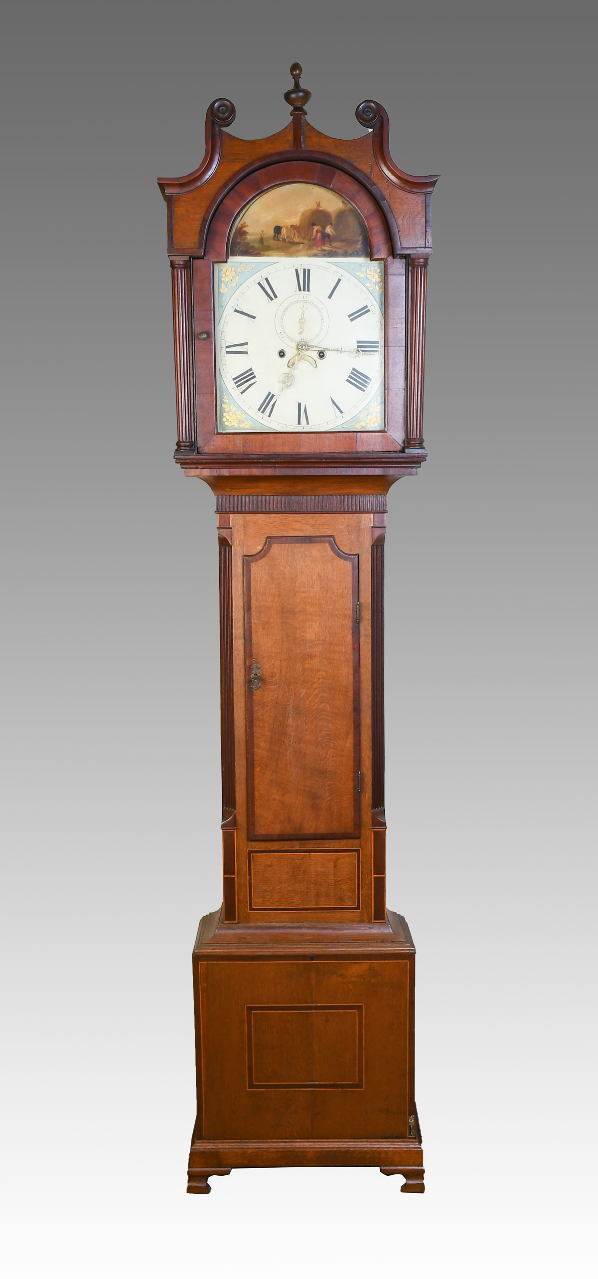 Appraisal: EARLY BANDED GRANDFATHER CLOCK Late th- early th-century grandfather clock