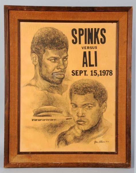 Appraisal: Mohammed Ali Leon Spinx Boxing Drawing Description Charcoal on board