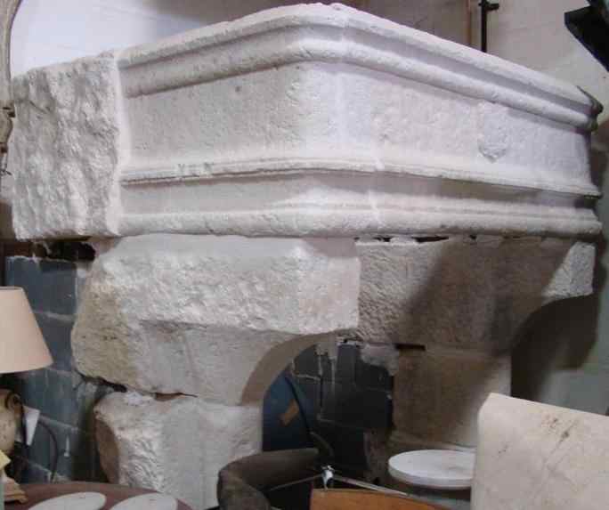 Appraisal: GOTHIC LIMESTONE CHIMNEY PIECE FIREPLACE MANTEL probably th century from