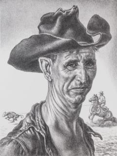 Appraisal: CHARLES BANKS WILSON - PENCIL SIGNED LITHOGRAPH Titled 'Smiling Cowboy'