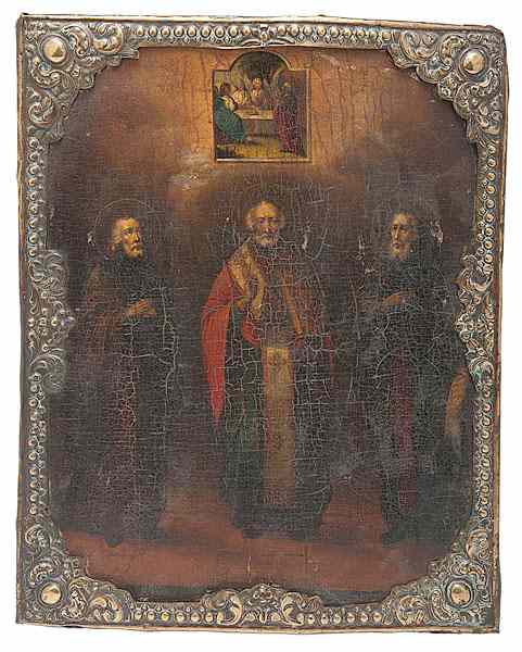 Appraisal: Early Russian Icon with Saints Russian th th century oil