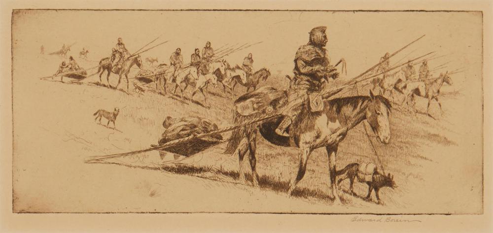 Appraisal: Edward Borein Blackfoot Women Moving Camp No Etching and drypoint