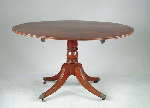 Appraisal: MAHOGANY TILT TOP OVAL BREAKFAST TABLE Large oval top with