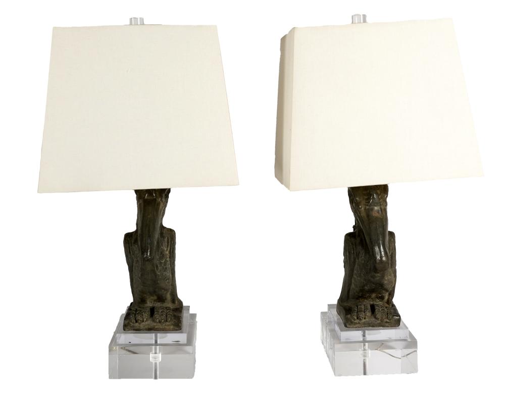 Appraisal: PAIR OF PELICAN FIGURESeach mounted as a table lamp on