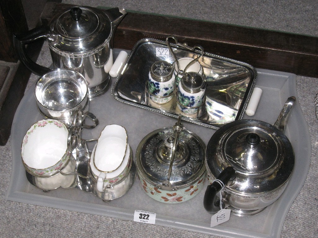 Appraisal: Tray lot of EP - tea service dish cruet etc