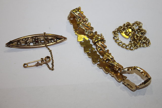 Appraisal: TWO CT GOLD BRACELETS one of stylised form one of