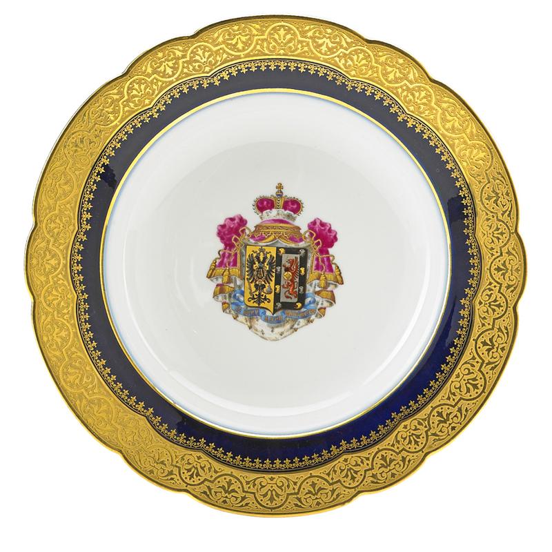 Appraisal: GALLEE ARMORIAL PORCELAIN BOWL Decorated with the Romanov family crest