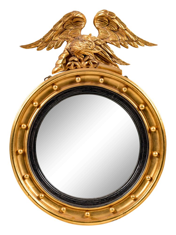 Appraisal: A Federal Style Giltwood Convex Mirror A Federal Style Giltwood