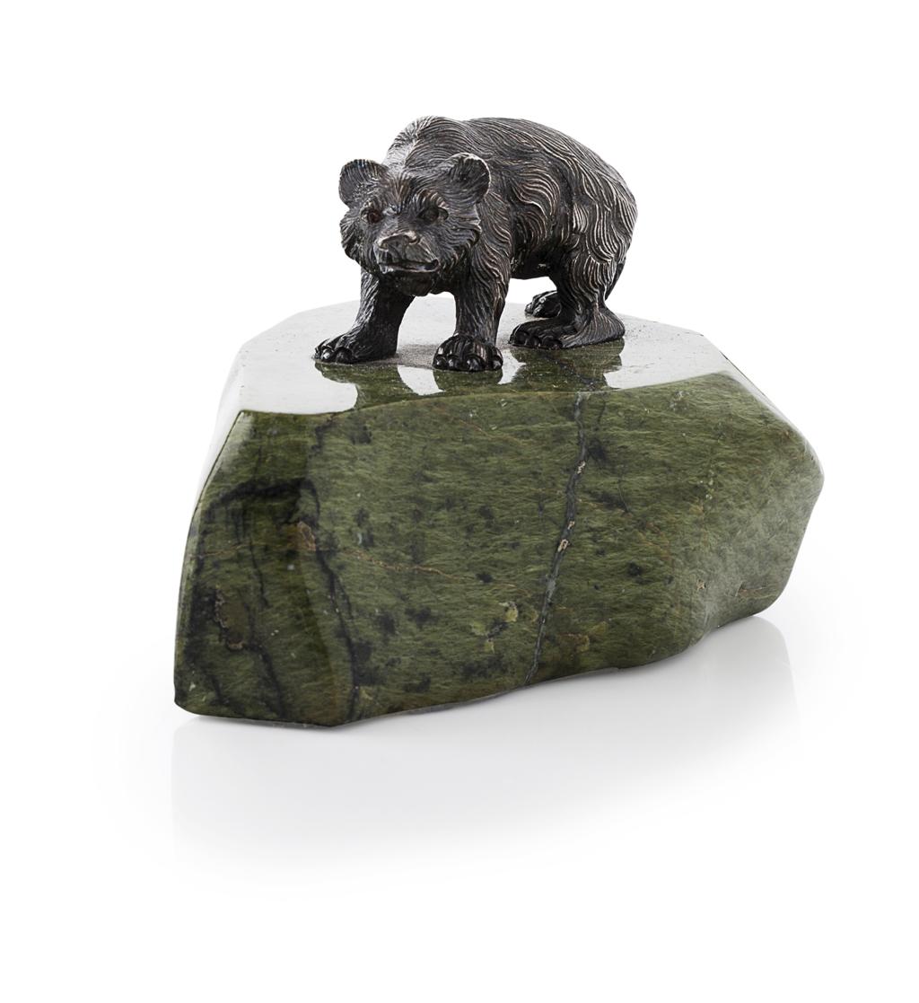 Appraisal: A cast silver bear S Mordon Chester in prowling pose