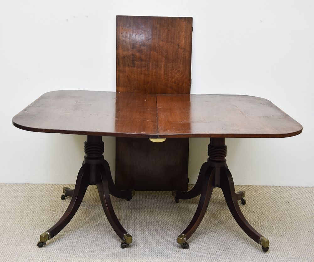 Appraisal: Regency Double Pedestal Dining Table Regency mahogany double pedestal dining