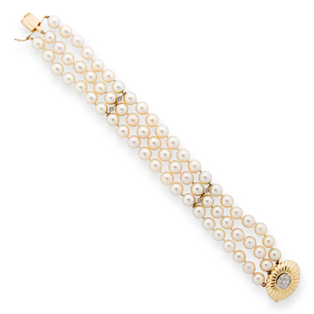 Appraisal: A PEARL AND FOURTEEN KARAT GOLD BRACELET A pearl and