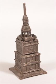 Appraisal: Cast Iron Tower Still Bank John Harper England - h