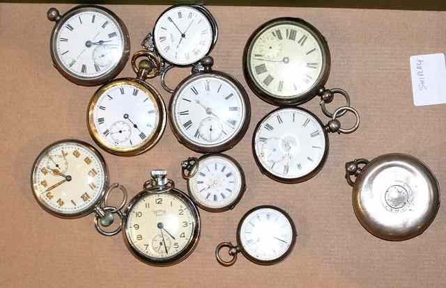 Appraisal: FIVE GENTLEMANS SILVER POCKET WATCHES two continental silver pocket watches