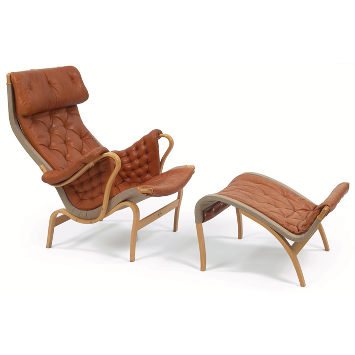 Appraisal: Bruno Mathsson Pernilla lounge chair and ottoman by Dux commemorative