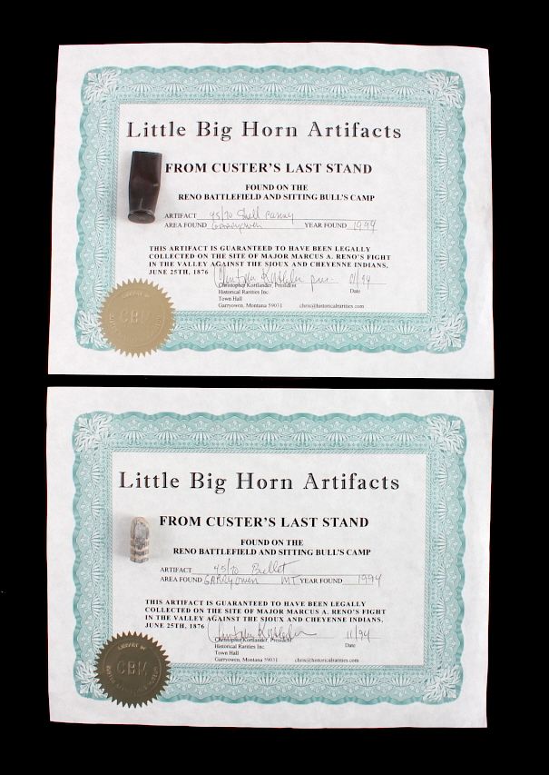 Appraisal: Battle of the Little Bighorn Artifacts with COA This lot