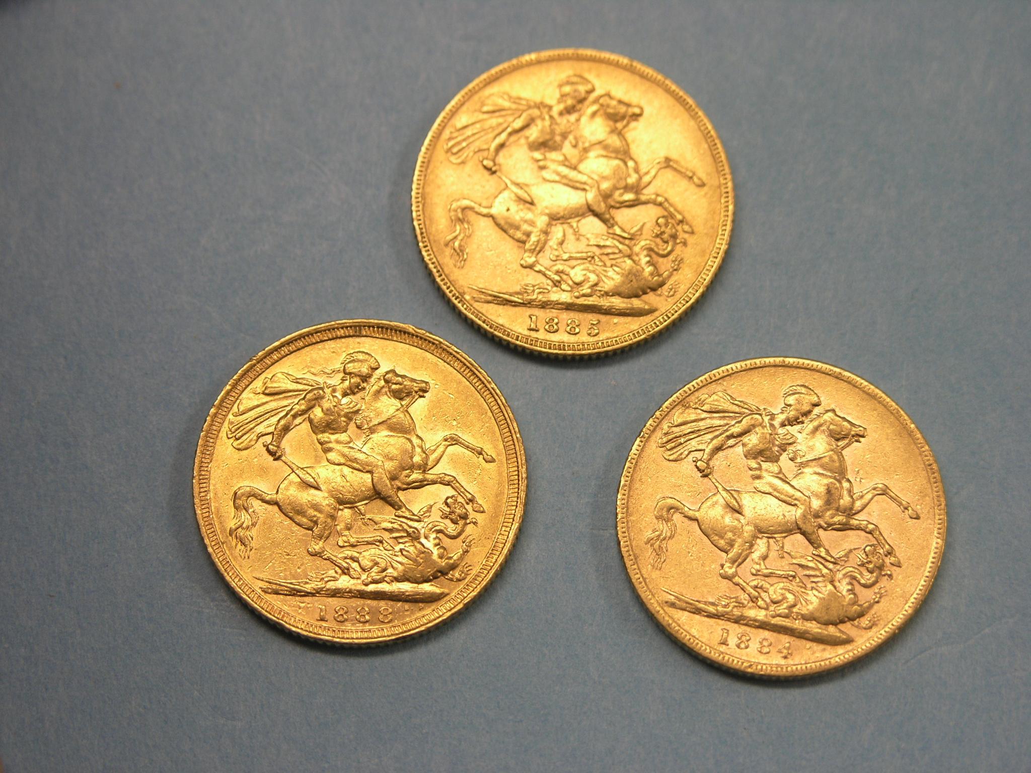 Appraisal: Three Victorian gold Sovereigns