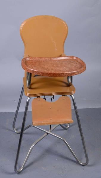 Appraisal: Vintage Infant's High Chair Old original wood with chrome legs