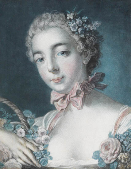 Appraisal: LOUIS-MARIN BONNET after Boucher T te de Flore Color crayon