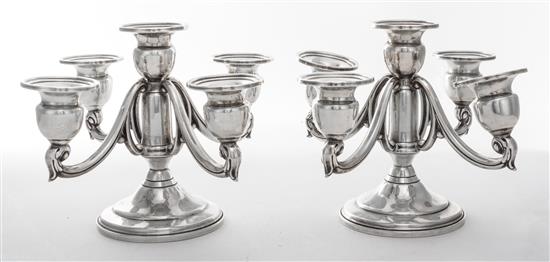 Appraisal: Sale Lot A Pair of American Silver Five-Light Candelabra Mueck-Carey