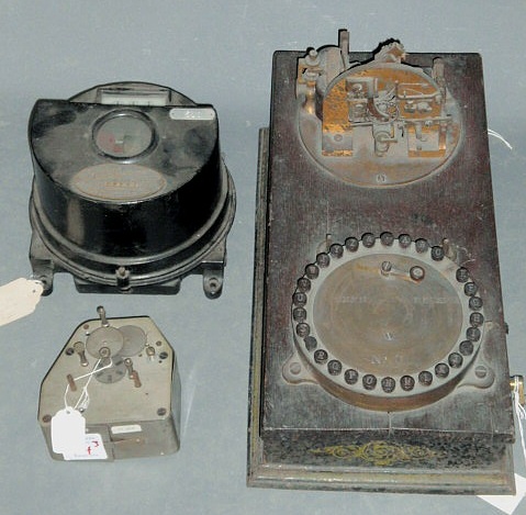 Appraisal: Mahogany cased telegraph Scheeffer recording wattmeter clockwork mechanism