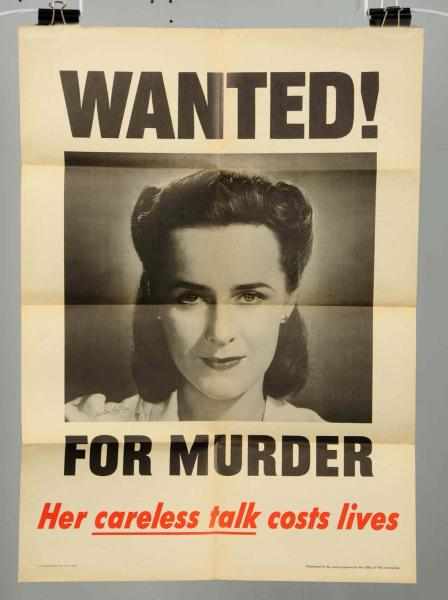 Appraisal: Wanted For Murder Poster Some light toning Condition Near Mint