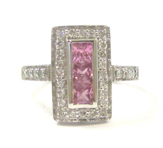 Appraisal: PINK SAPPHIRE DIAMOND AND WHITE GOLD RING The k gold