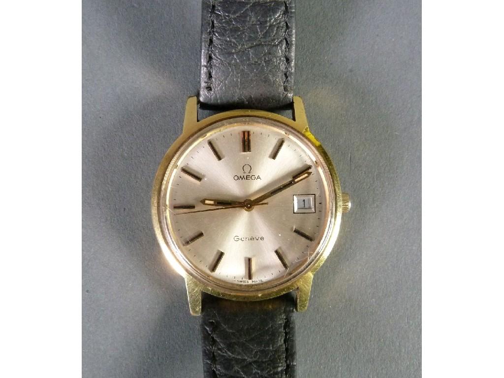 Appraisal: GENT'S OMEGA AUTOMATIC GOLD PLATED WRIST WATCH the circular silvered