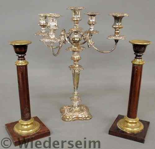 Appraisal: Silverplate five light candelabra h x w tog w a