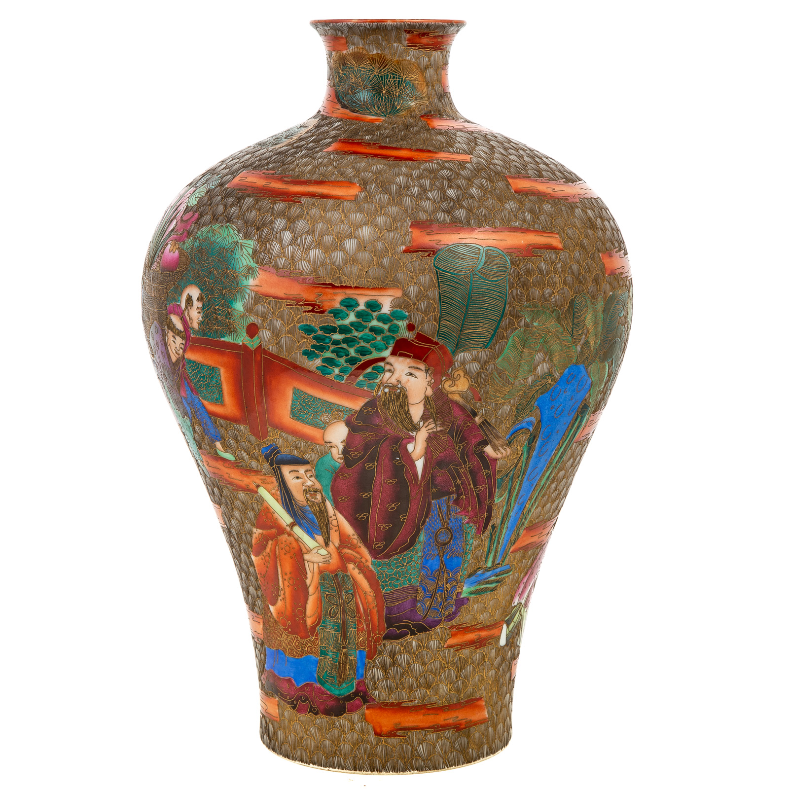 Appraisal: CHINESE PORCELAIN VASE Beautifully decorated polychromed vase with sages and