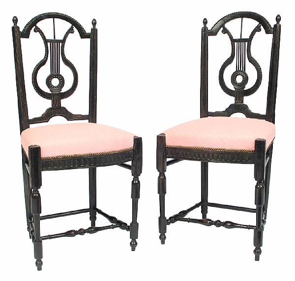 Appraisal: A pair of Neoclassical style stained beechwood side chairs height