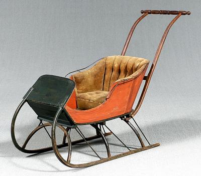 Appraisal: Buggy style push sled bentwood runners and frame with iron