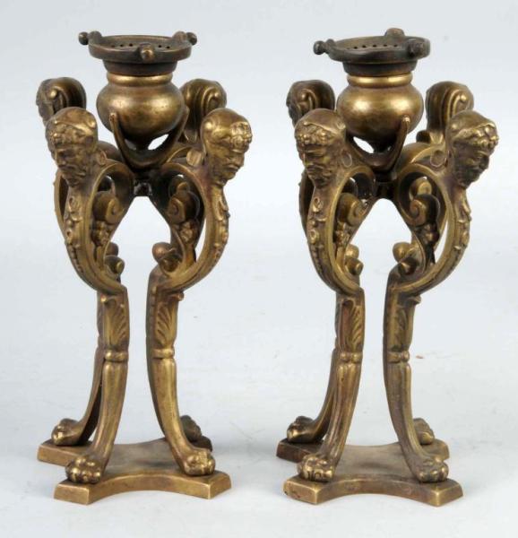 Appraisal: Pair of Bronze Tiffany Candlesticks Description Marked Tiffany Studios New