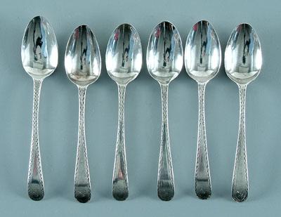 Appraisal: Six Bateman English silver spoons round handles with zigzag decoration