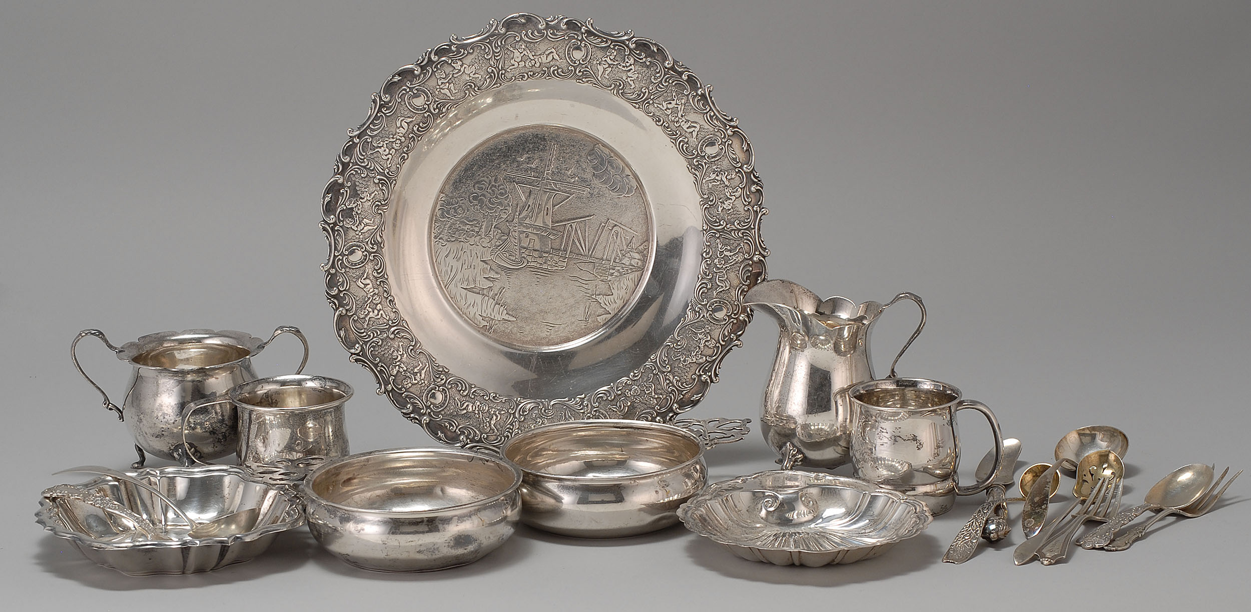 Appraisal: EIGHTEEN PIECES OF STERLING SILVER HOLLOWWARE AND FLATWARE By various