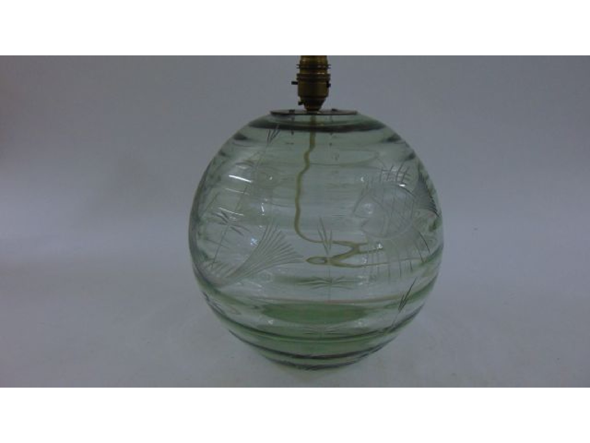 Appraisal: A Studio Glass vase of globular form etched with fish