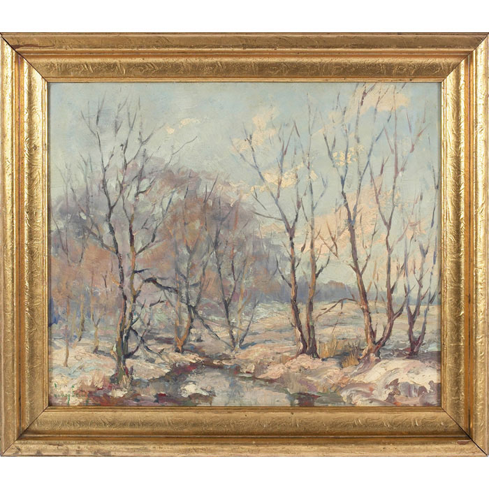 Appraisal: James Eccles American - Winter Landscape c oil on masonite