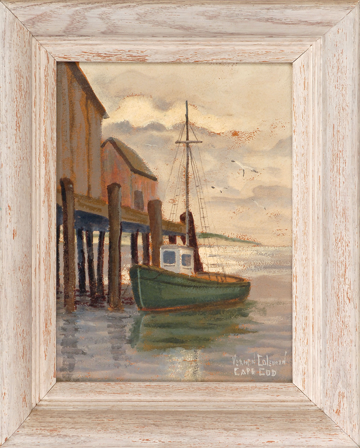 Appraisal: VERNON HERBERT COLEMANAmerican - Fishing boat at dock Signed lower