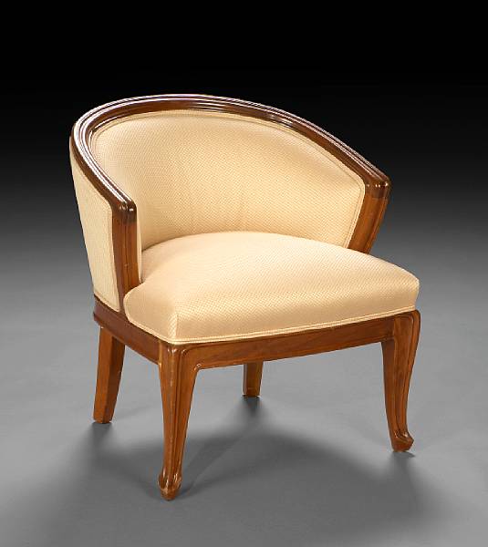 Appraisal: A French Art Nouveau upholstered mahogany berg re in the